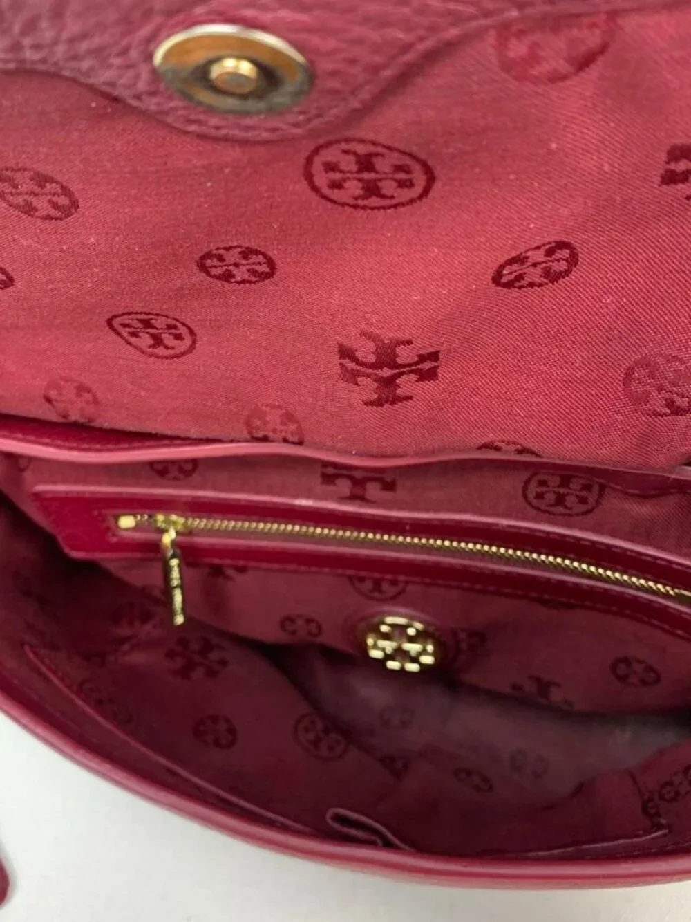 Tory Burch Burgundy Leather Crossbody Bag